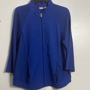 Chico's Electric Blue Zip-Front Bomber Jacket